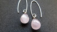 rose quartz earrings. pink dangle earrings. made in Canada.