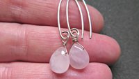 rose quartz earrings. pink dangle earrings. made in Canada.