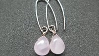 rose quartz earrings. pink dangle earrings. made in Canada.