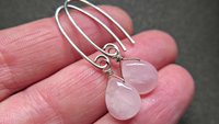 rose quartz earrings. pink dangle earrings. made in Canada.