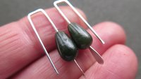 very dark forest green jade earrings. natural jade jewelry from Canada