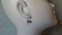small green jade earrings from Canada. nephrite jade jewelry. cube earrings. Canadian seller. 1 inch earrings.
