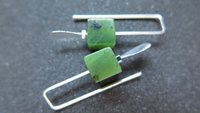 small green jade earrings from Canada. nephrite jade jewelry. cube earrings. Canadian seller. 1 inch earrings.