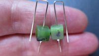 small green jade earrings from Canada. nephrite jade jewelry. cube earrings. Canadian seller. 1 inch earrings.