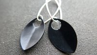 unique black dangle earring with gold earwires. modern anodized aluminum jewelry. splurge.