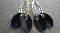 unique black dangle earring with gold earwires. modern anodized aluminum jewelry. splurge.