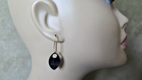 unique black dangle earring with gold earwires. modern anodized aluminum jewelry. splurge.