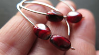 red agate earrings. modern stone jewelry in hammered sterling silver. made in Alberta Canada