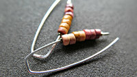 unique mookaite jasper earrings. modern stone jewelry in hammered sterling silver. made in Alberta Canada