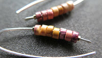 unique mookaite jasper earrings. modern stone jewelry in hammered sterling silver. made in Alberta Canada