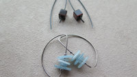 Custom red tiger eye and aquamarine niobium earrings for the lovely J.