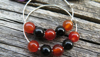Custom order for M. unique sterling silver hoops with natural amethyst, jasper and carnelian stones. handmade in Calgary.