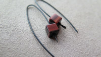Custom red tiger eye and aquamarine niobium earrings for the lovely J.