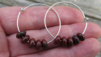 Custom order for M. unique sterling silver hoops with natural amethyst, jasper and carnelian stones. handmade in Calgary.