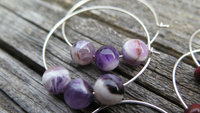 Custom order for M. unique sterling silver hoops with natural amethyst, jasper and carnelian stones. handmade in Calgary.