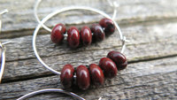 Custom order for M. unique sterling silver hoops with natural amethyst, jasper and carnelian stones. handmade in Calgary.