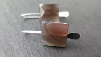 On hold for N small square agate earrings. contemporary silver jewellery. splurge. Canadian made product.