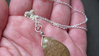 jasper pendant necklace. natural brown and green stone. wire wrapped jewelry. Canadian seller.