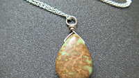 jasper pendant necklace. natural brown and green stone. wire wrapped jewelry. Canadian seller.