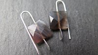On hold for N small square agate earrings. contemporary silver jewellery. splurge. Canadian made product.