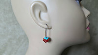 carnelian and turquoise earrings. sterling silver earrings. modern square stone earrings. artisan jewelry. blue and orange jewellery.