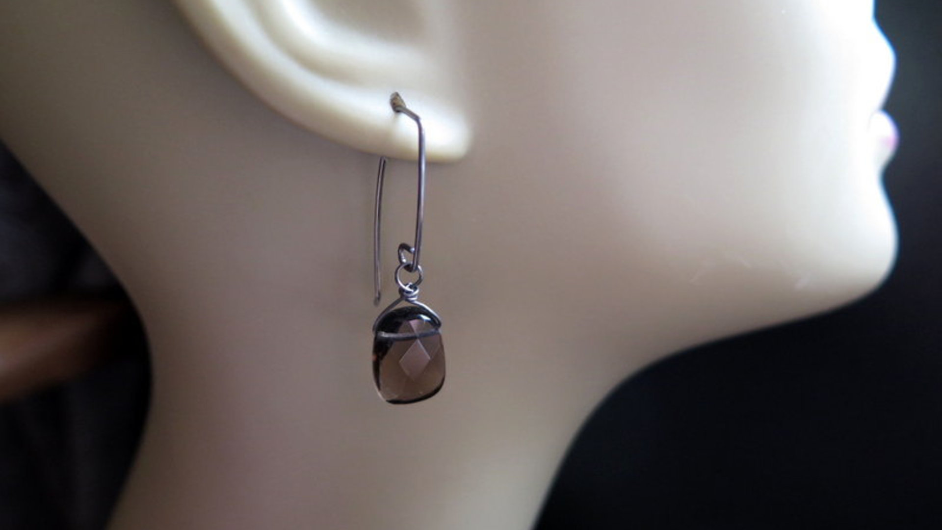 hypoallergenic earrings. smoky quartz jewelry. niobium earwires.