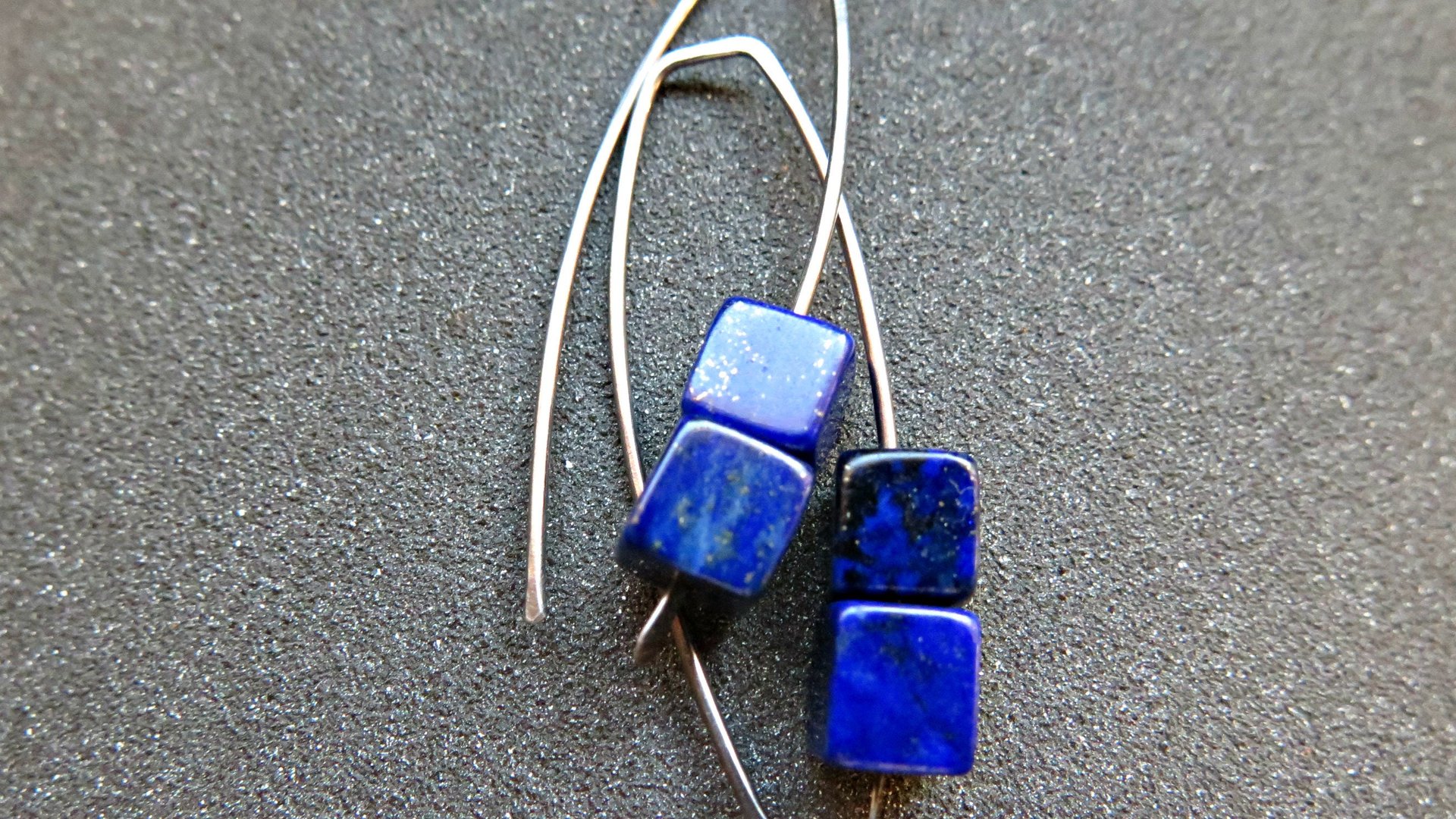lapis earrings sterling silver. cobalt blue earring. lapis lazuli jewelry. 1 1/2” drop earrings. hypoallergenic jewellery.