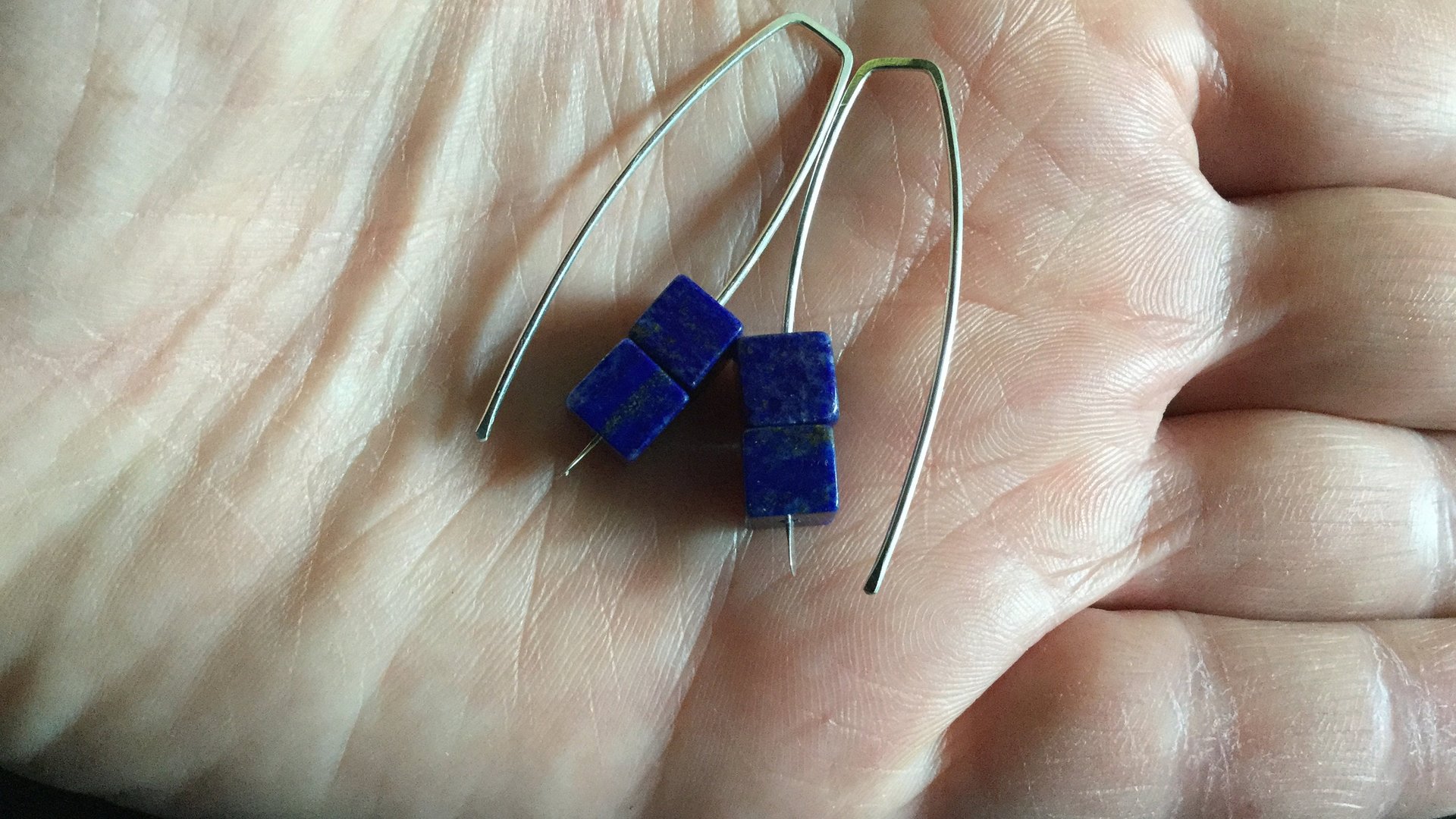 lapis earrings sterling silver. cobalt blue earring. lapis lazuli jewelry. 1 1/2” drop earrings. hypoallergenic jewellery.