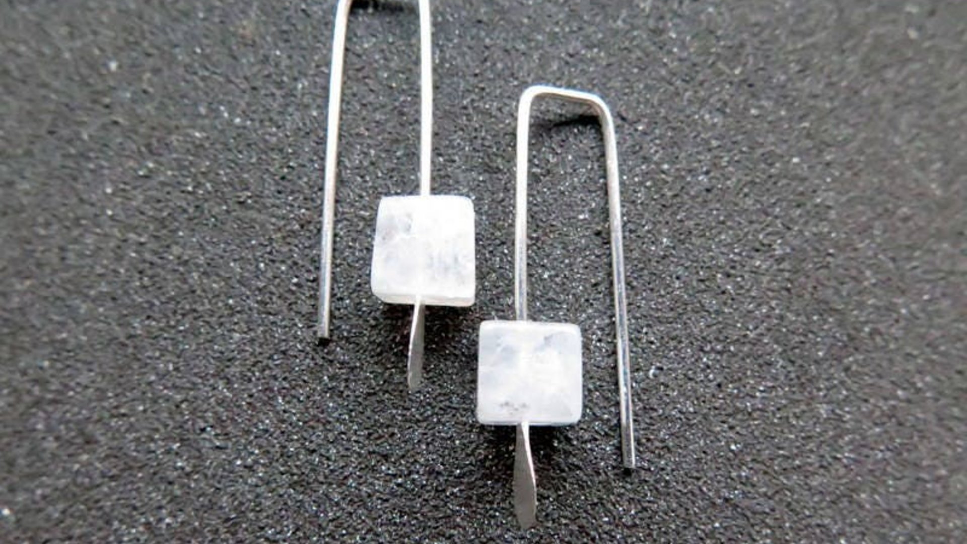 small moonstone earrings. white gemstone jewelry. geometric jewellery. Canadian seller.