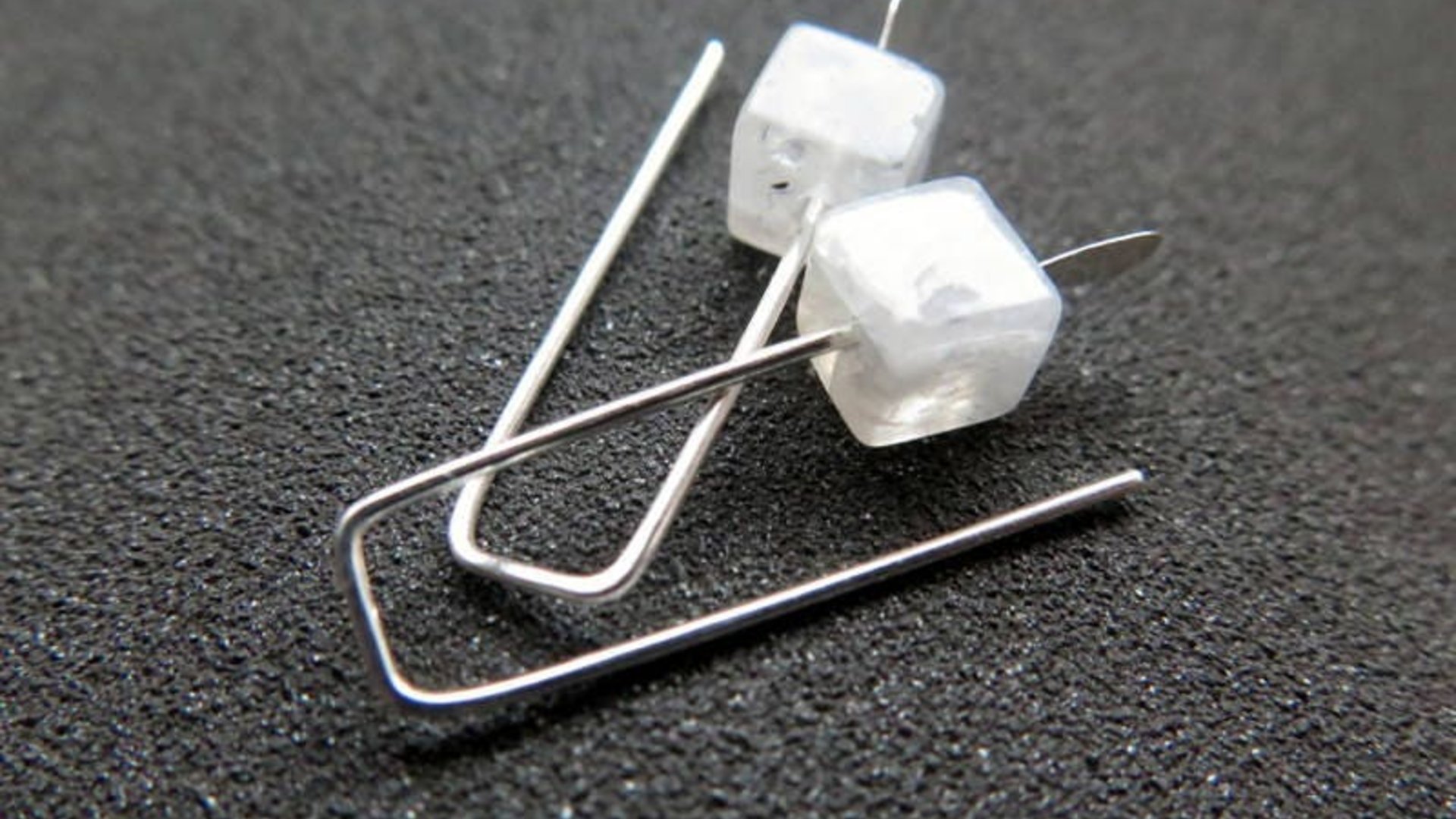 small moonstone earrings. white gemstone jewelry. geometric jewellery. Canadian seller.