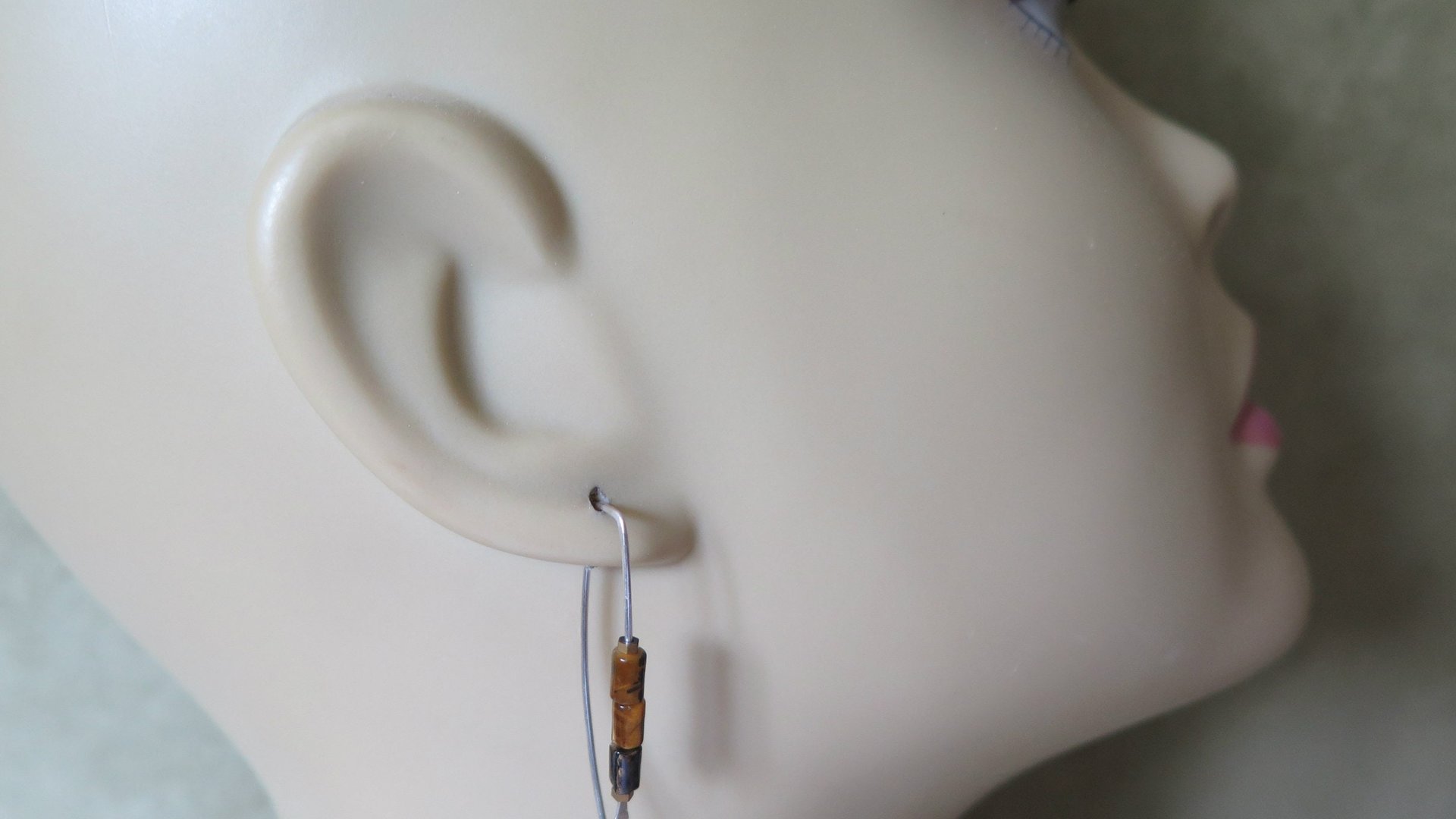 natural tiger eye earrings. modern stone jewelry. handmade brown earrings in sterling silver wire.
