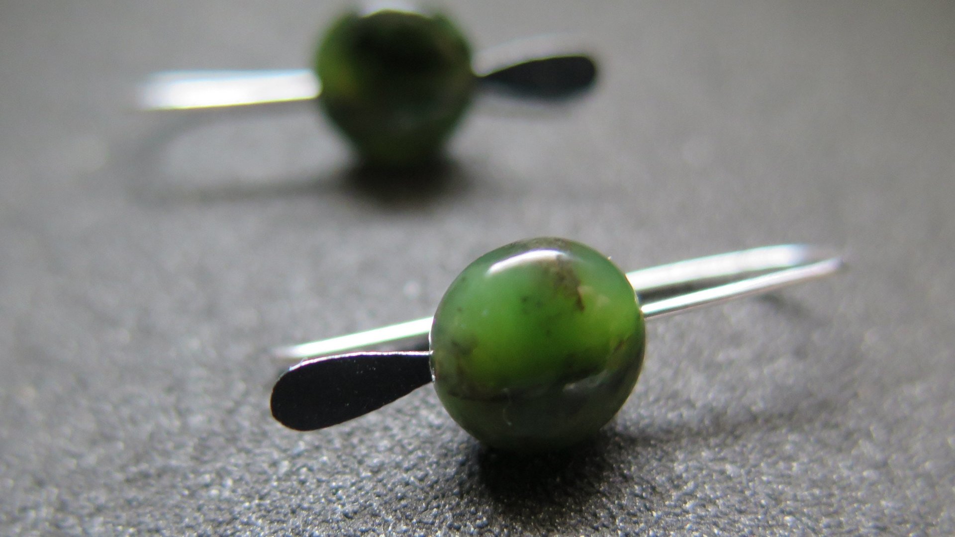 very dark forest green jade earrings. natural jade jewelry. earrings from Canada.
