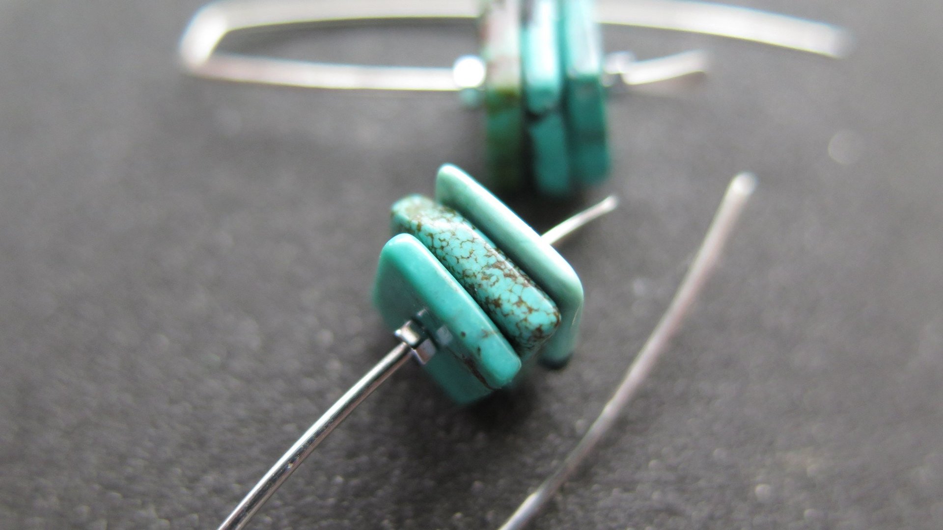 turquoise earrings. sterling silver earrings. December birthstone jewelry. natural turquoise gemstones.