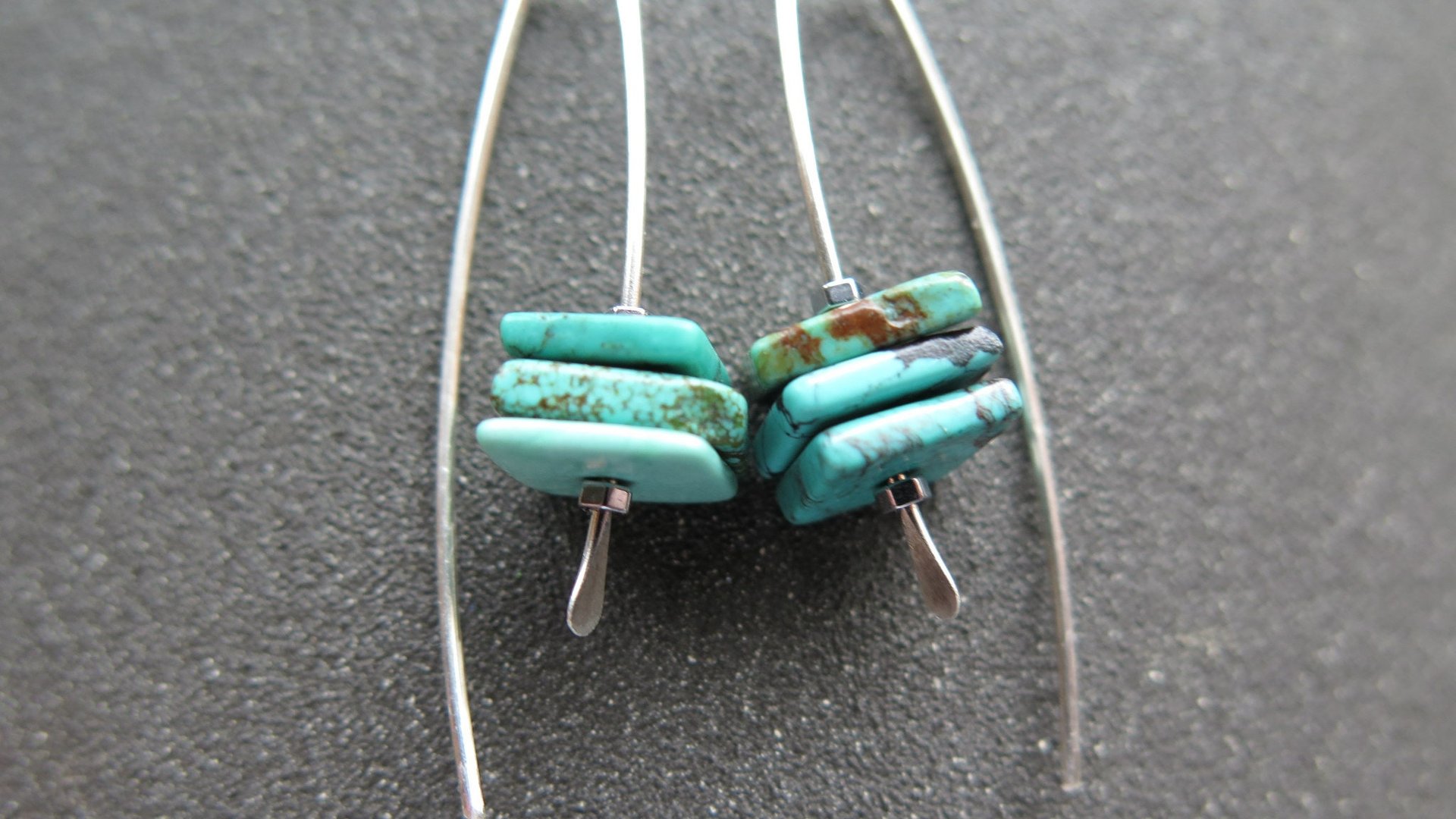 turquoise earrings. sterling silver earrings. December birthstone jewelry. natural turquoise gemstones.