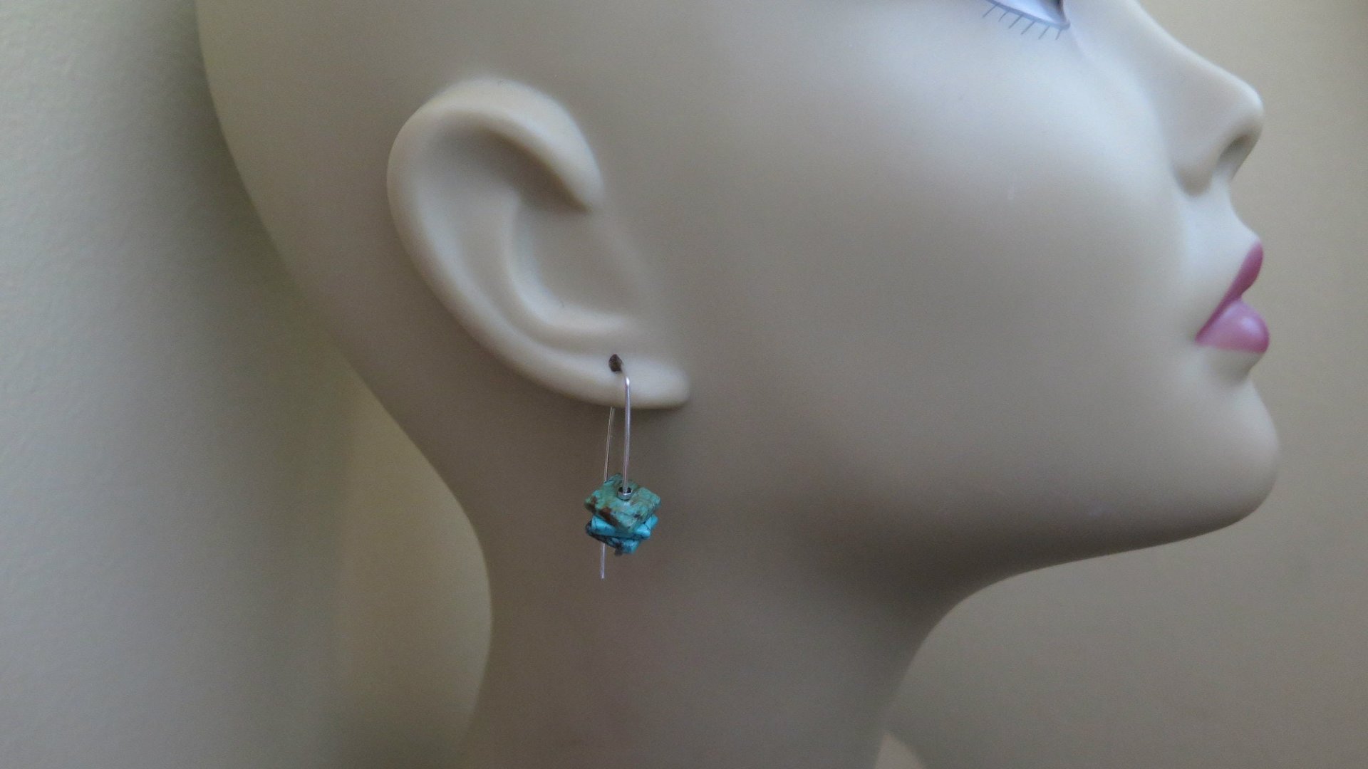 turquoise earrings. sterling silver earrings. December birthstone jewelry. natural turquoise gemstones.