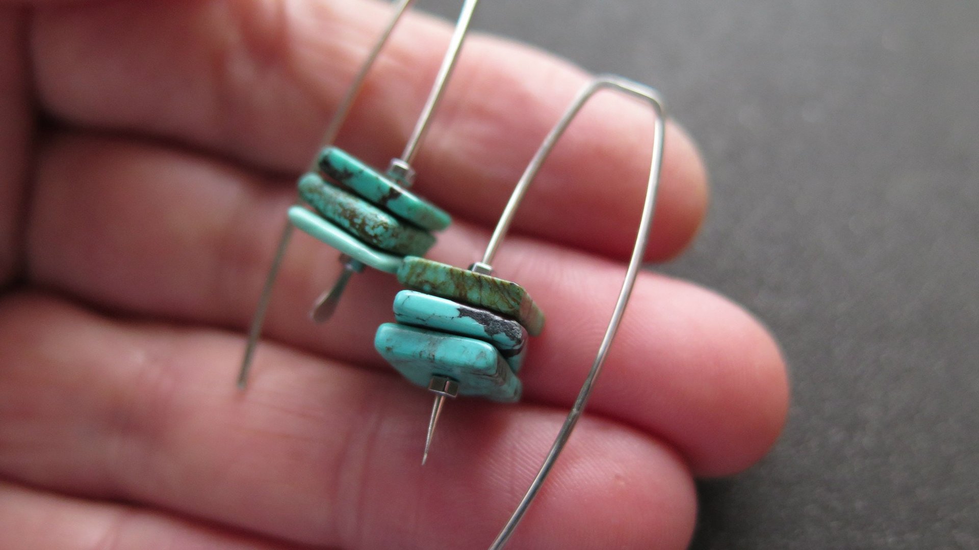 turquoise earrings. sterling silver earrings. December birthstone jewelry. natural turquoise gemstones.