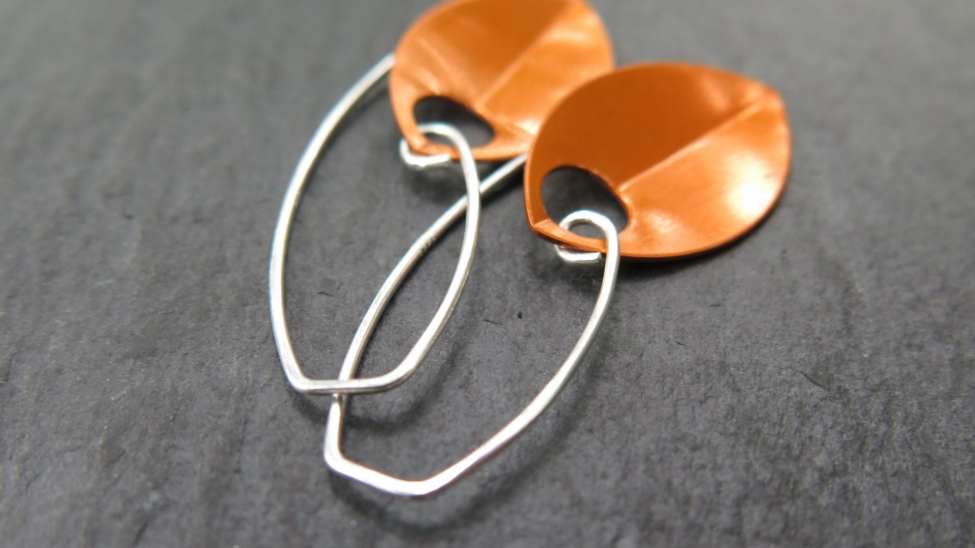 modern orange earrings. anodized aluminum dangle. sterling silver ear wire. splurge.
