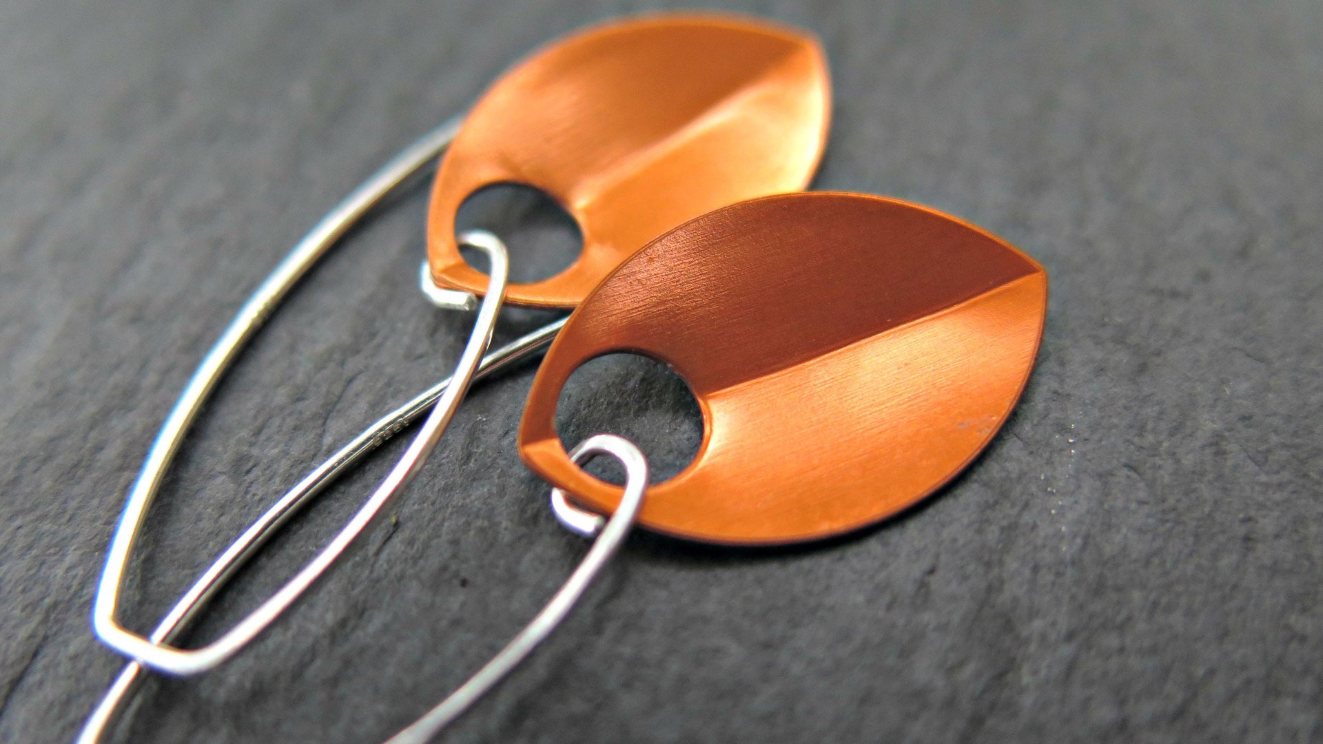 modern orange earrings. anodized aluminum dangle. sterling silver ear wire. splurge.