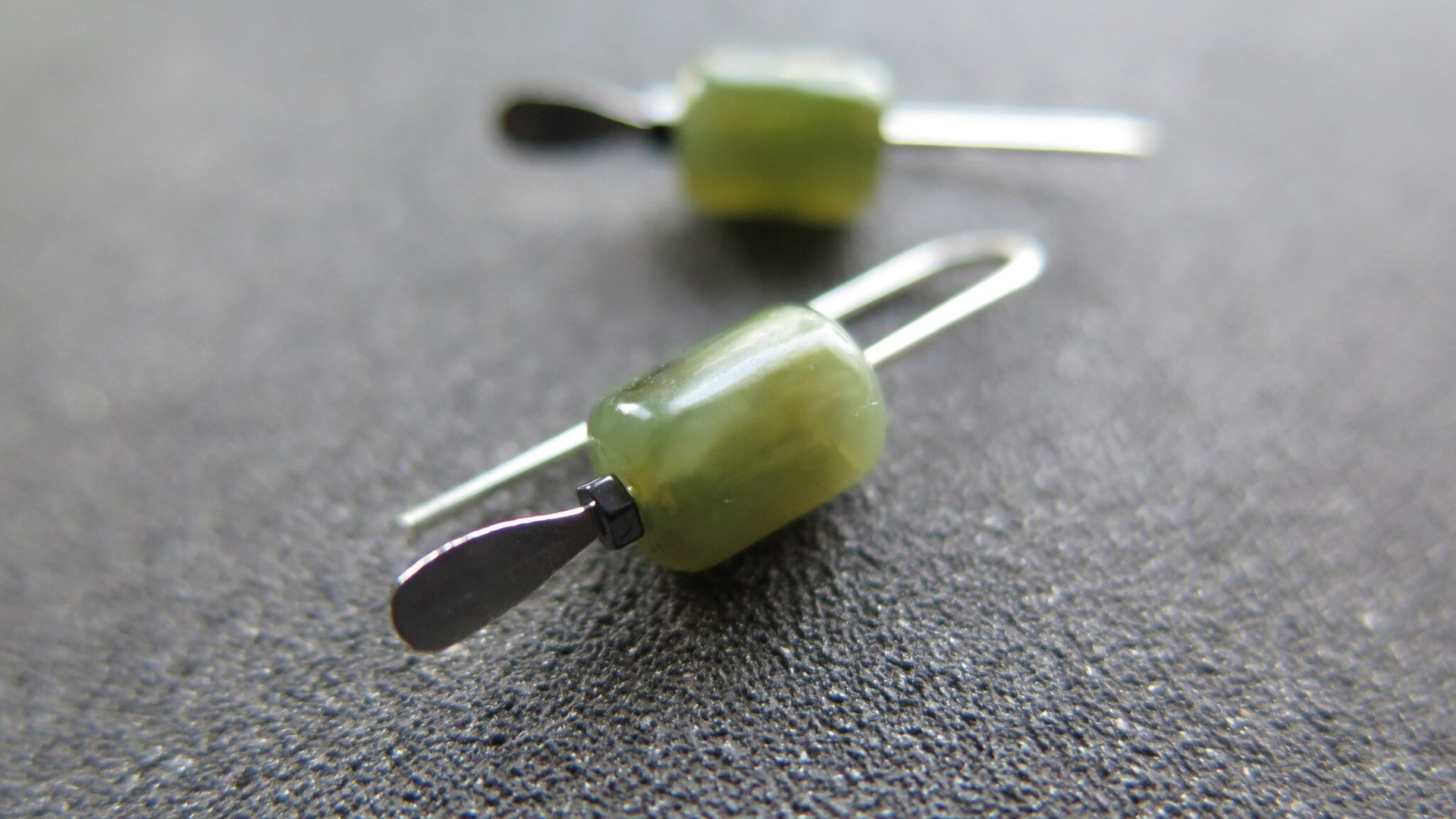 genuine green jade earrings from Canada. natural jade jewelry. 1 inch earrings.
