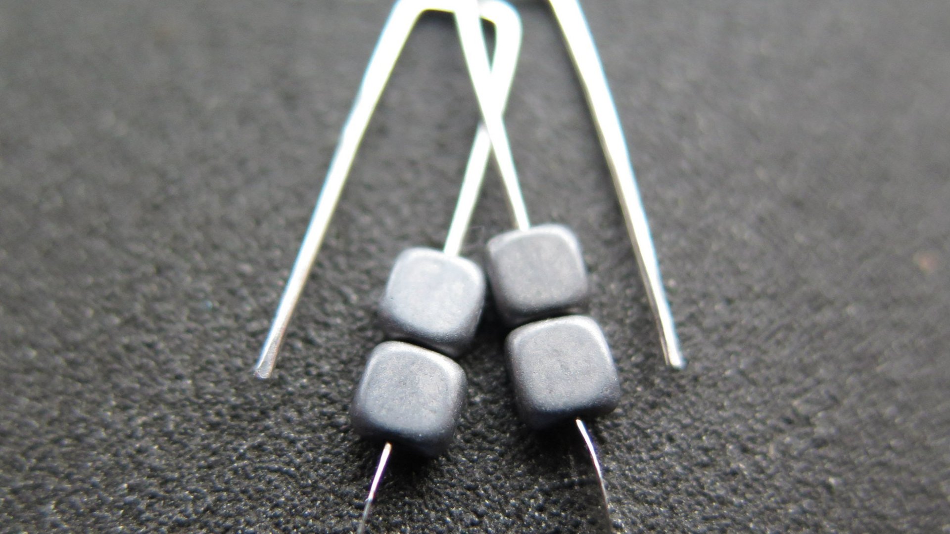 small matte gold earrings. square hematite jewelry. geometric jewellery. 1 inch earrings.