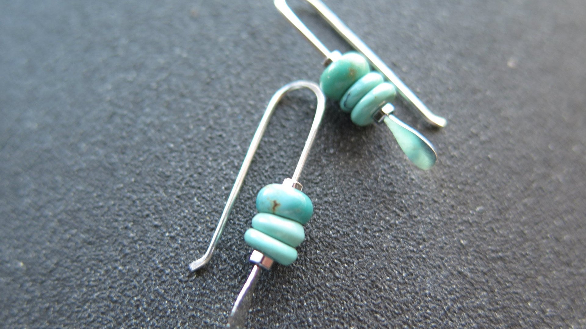 small turquoise earrings. natural turquoise stones. genuine turquoise jewelry. one inch earrings. made in Canada