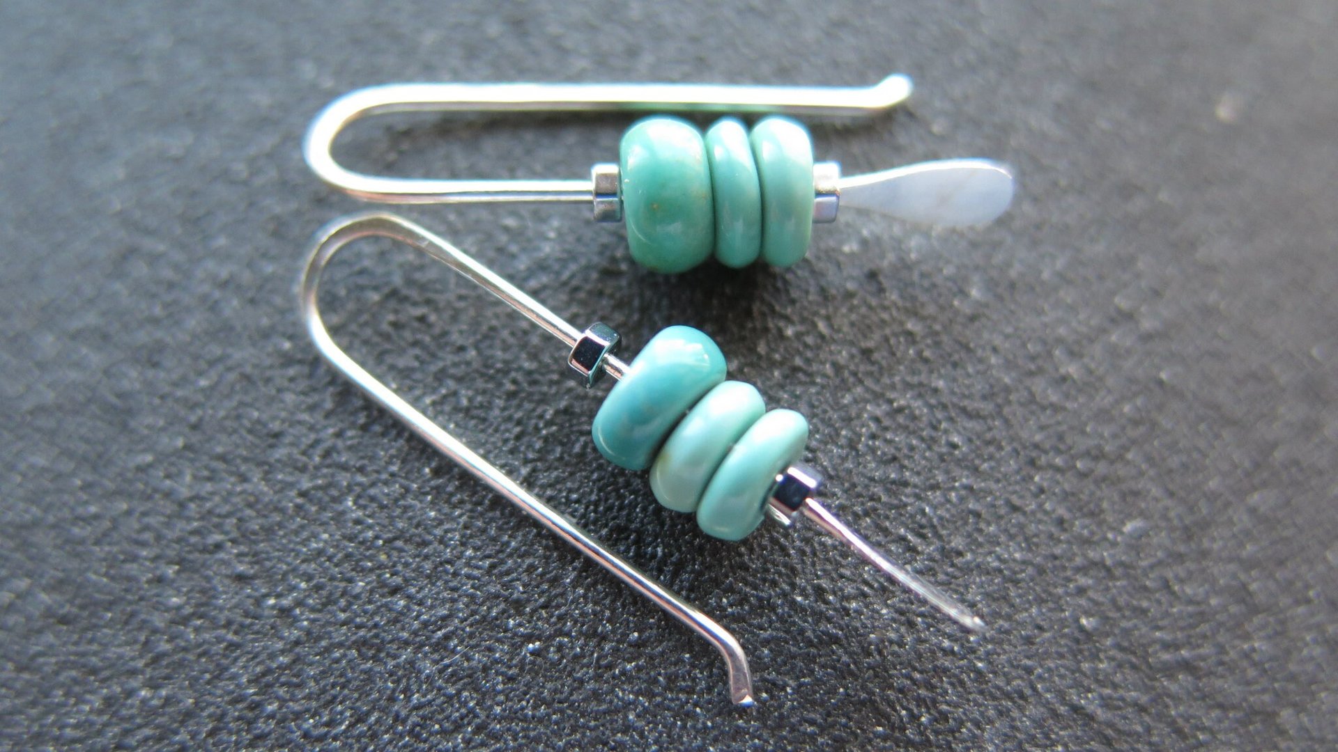 small turquoise earrings. natural turquoise stones. genuine turquoise jewelry. one inch earrings. made in Canada