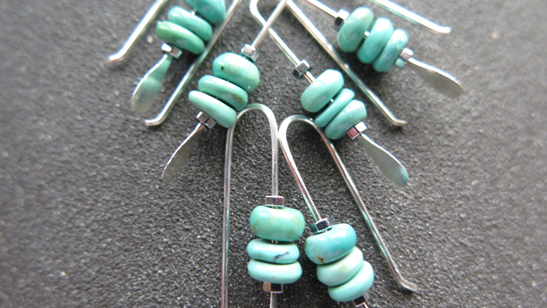 small turquoise earrings. natural turquoise stones. genuine turquoise jewelry. one inch earrings. made in Canada