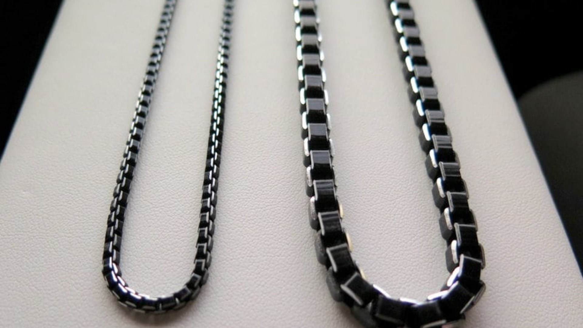 mens necklace. black choker. 6 mm wide box chain. made in Canada.