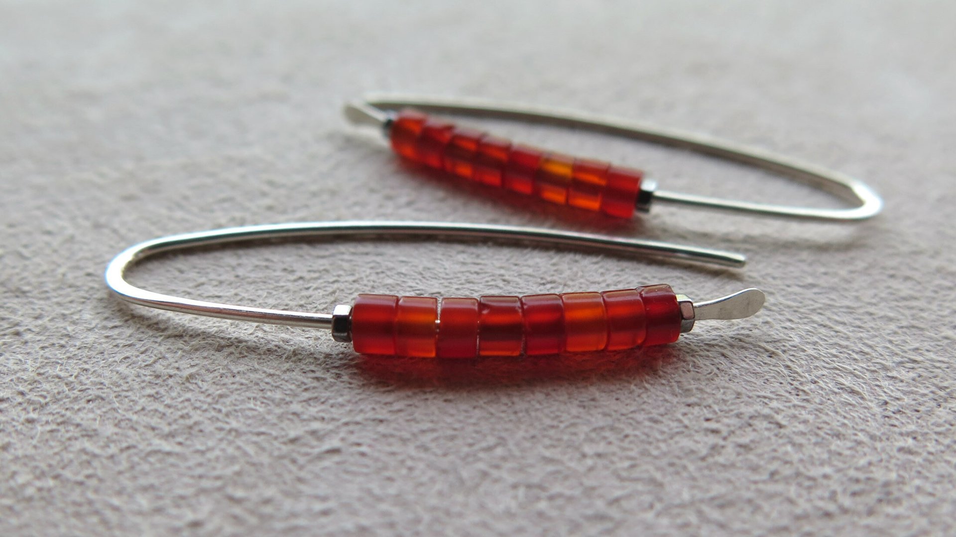 orange carnelian earrings. modern artisan jewelry. gemstone jewelry from Canada