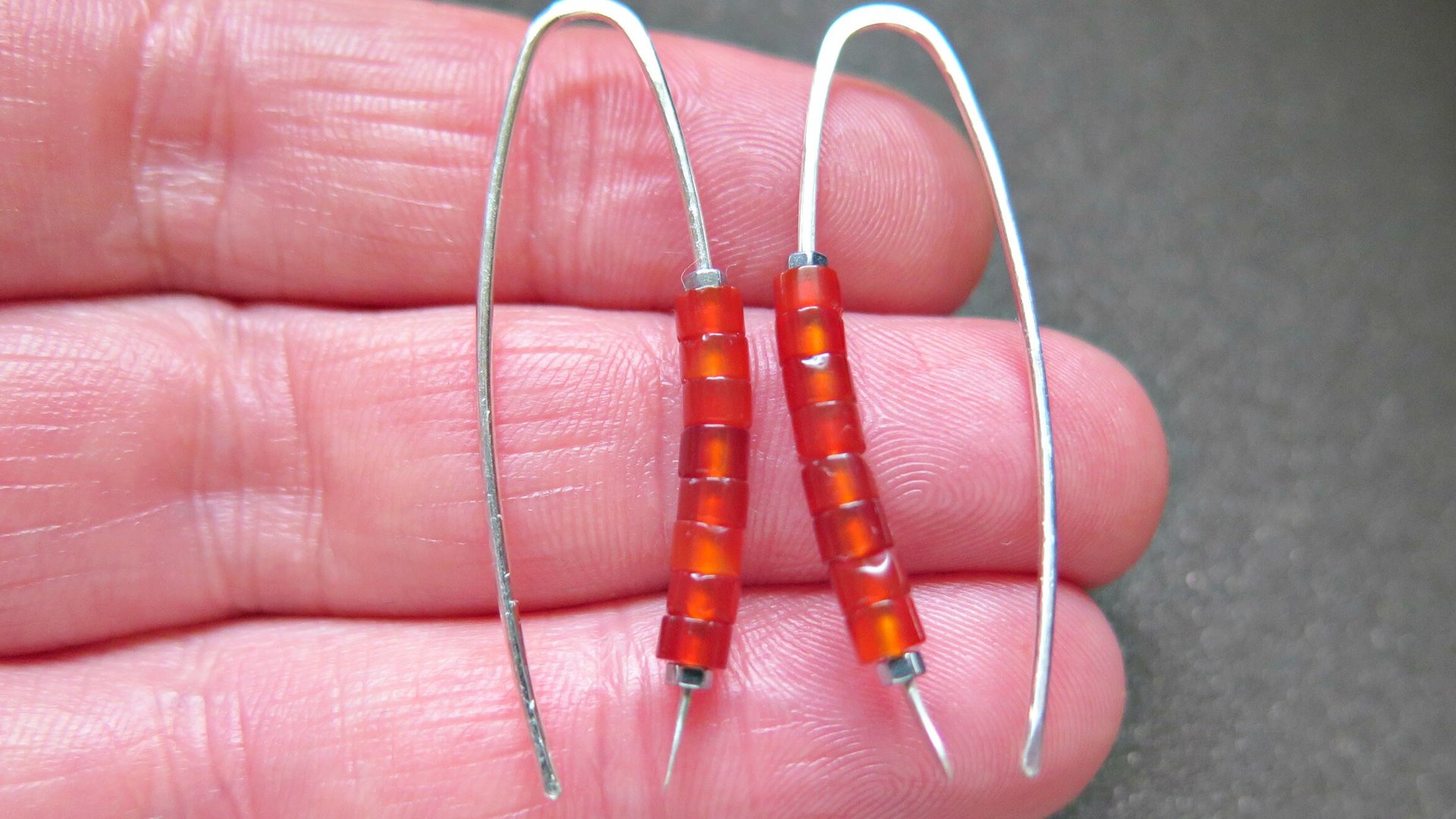 orange carnelian earrings. modern artisan jewelry. gemstone jewelry from Canada