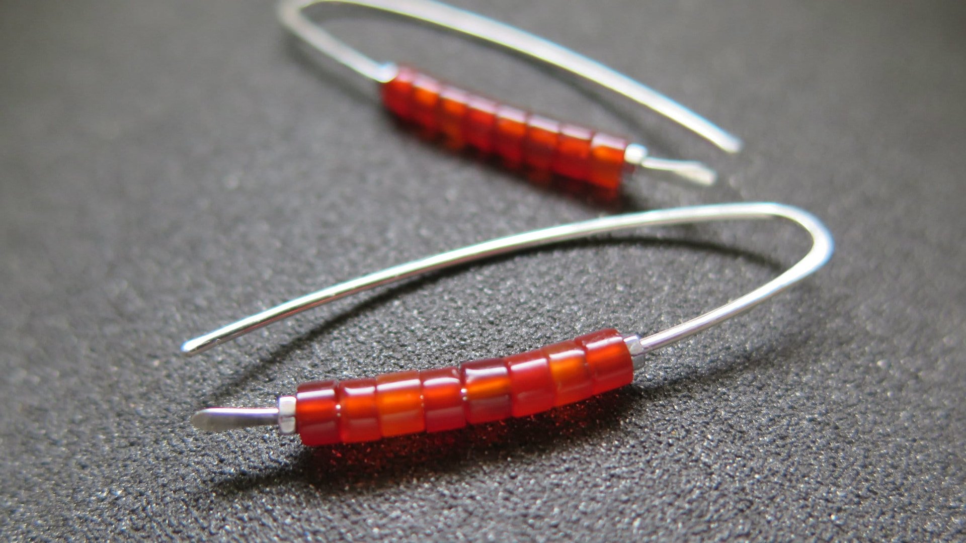orange carnelian earrings. modern artisan jewelry. gemstone jewelry from Canada