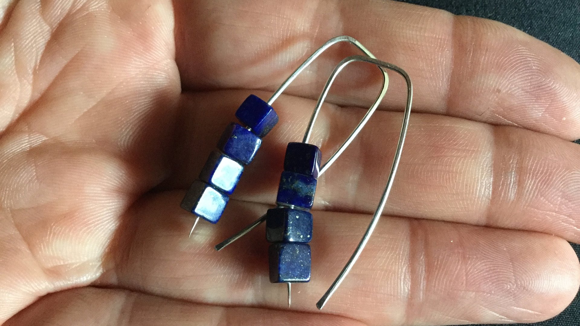 lapis lazuli earrings. cobalt blue earring. royal blue jewelry.