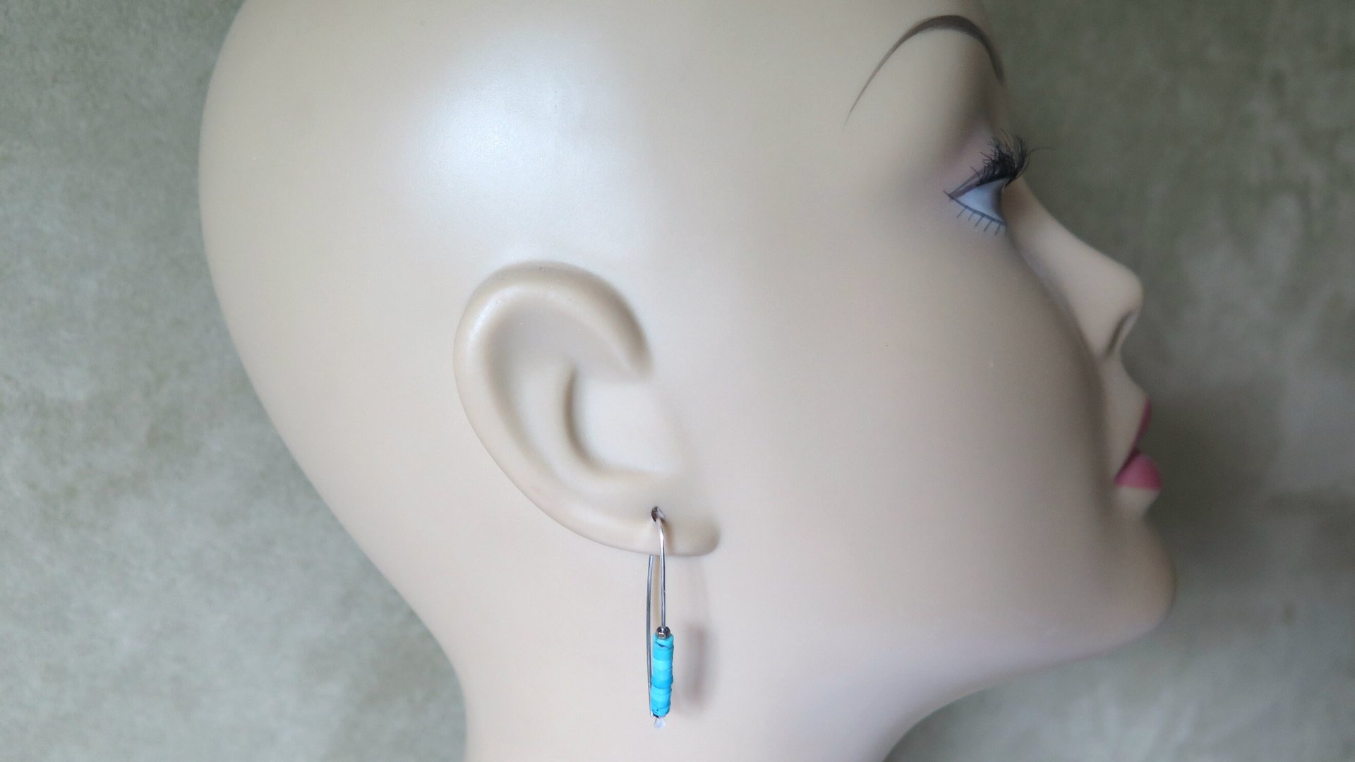 genuine turquoise earrings with natural stones in robins egg blue. modern turquoise jewelry. made in Canada