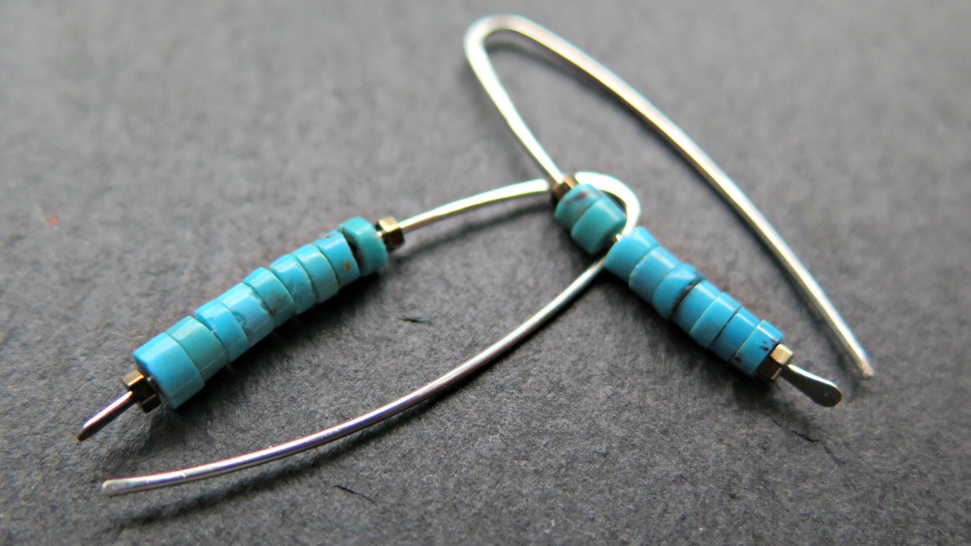 genuine turquoise earrings with natural stones in robins egg blue. modern turquoise jewelry. made in Canada